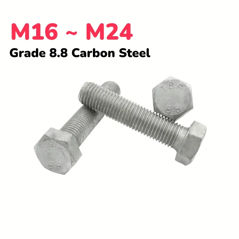 8.8 Grade Hot-Dip Galvanized Full/Half Threaded  External Hex Screw Bolt M16 M18 M20 M22 M24