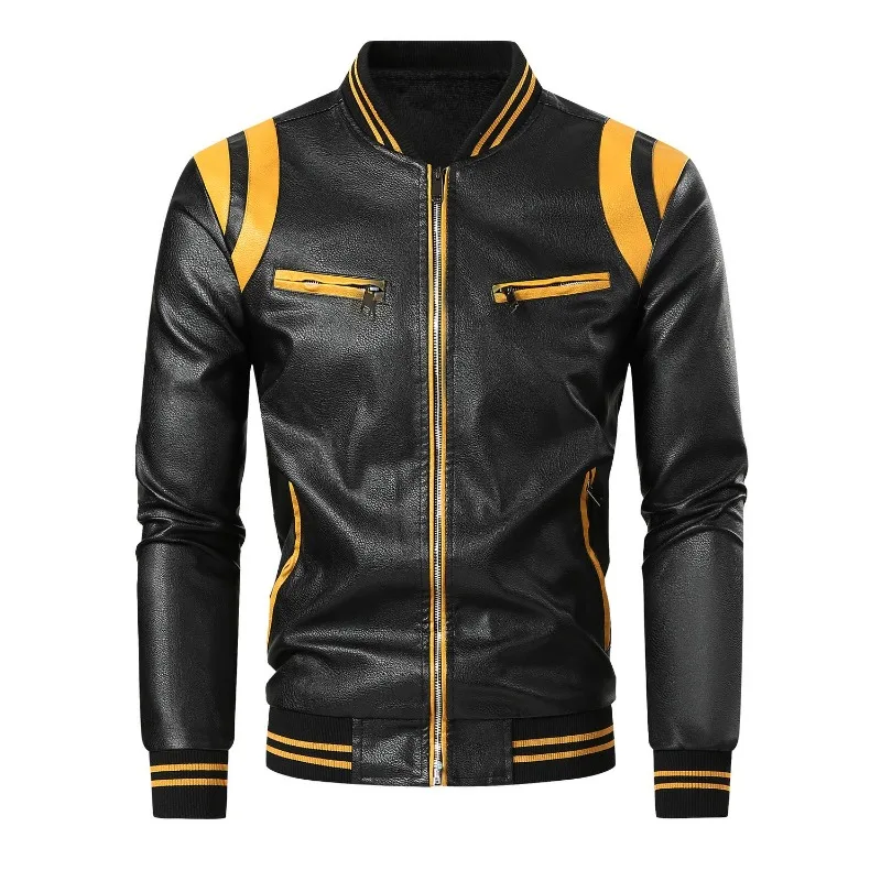 

Men's Vintage Fleece Lined Leather Jacket Stand Collar Windproof Motorcycle Biker Riding Coat Retro Casual Outerwear for Men