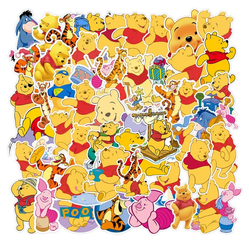 50pcs Winnie The Pooh Cartoon Graffiti Sticker Suitcase Water Cup Stationery Mobile Phone DIY Decorative Waterproof Sticker