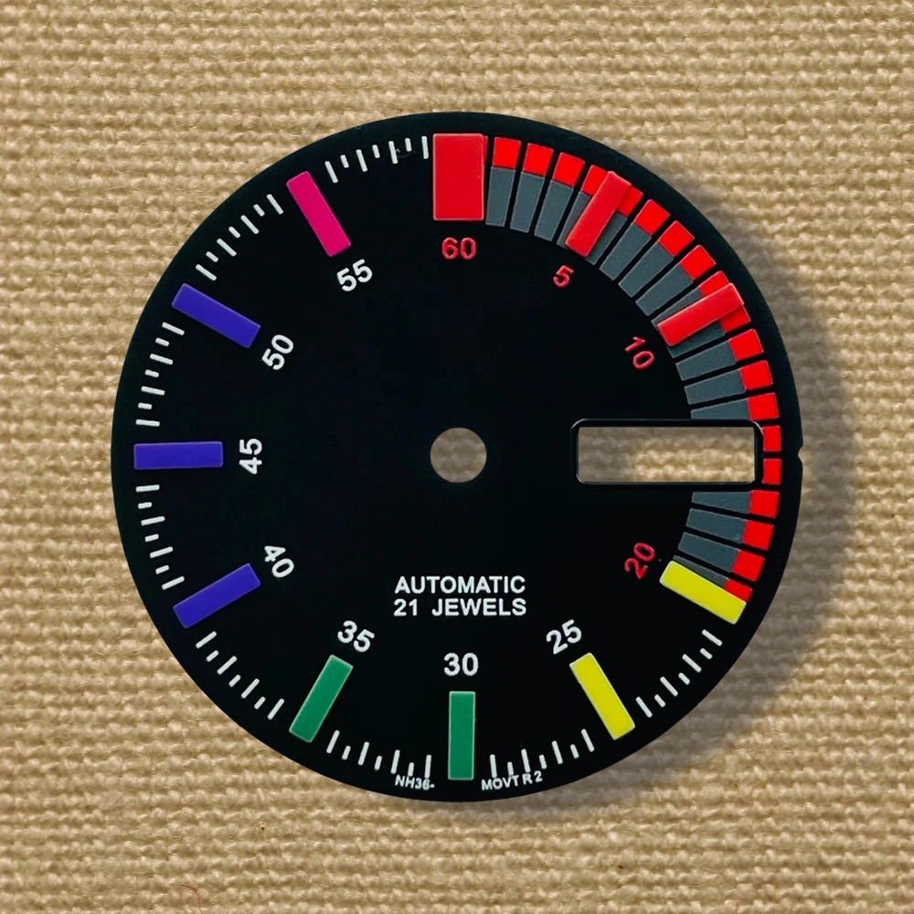 28.5mm S Logo SKX007 Camouflag Dial Fit NH36/4R36 Movement Green Luminous High-Quality Watch Modification Accessories