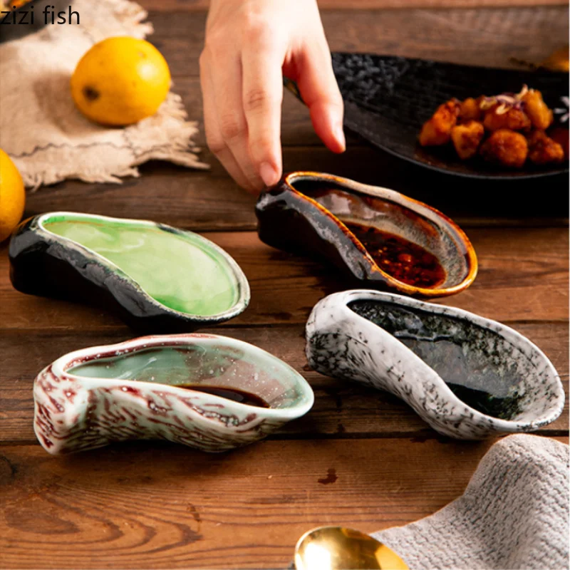 Ceramic Tableware Oyster Plate Dining Plates Snack Bowl Dim Sum Dish Dessert Plate Cold Dish Tray Fruit Bowl Taste Plates