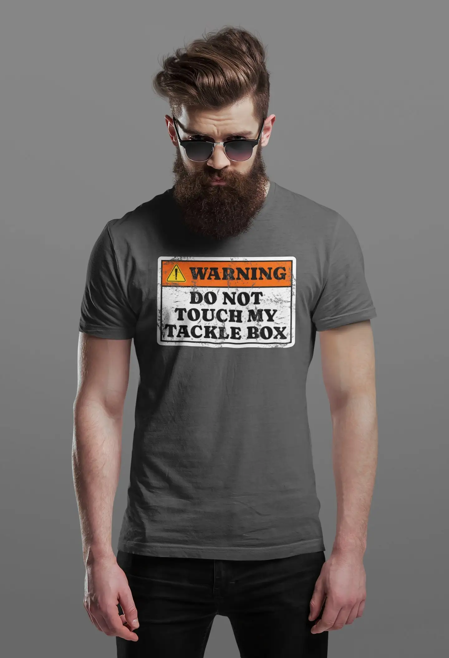 Men's Funny Fishing T Shirt Warning Don't Touch My Tackle Box Hilarious Fishermen Angler Idea Man