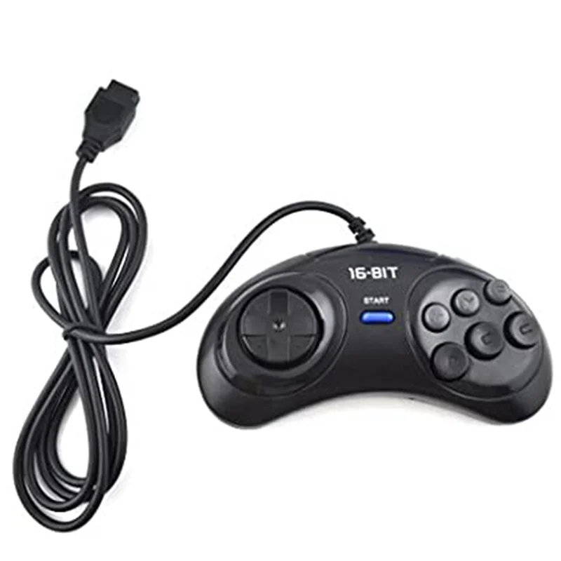 News 4 Pcs Game Controller For SEGA Genesis For 16 Bit Handle Controller 6 Button Gamepad For SEGA MD Game Accessories Black