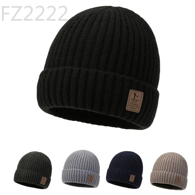 

Men's winter velvet knitted hat big head circumference adult ear protection warm outdoor skiing