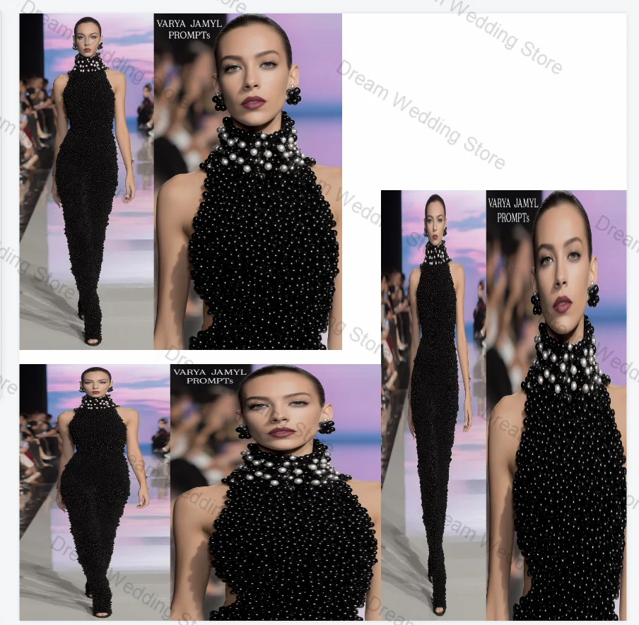 Pearls Luxury Women Suit Set 2 Pcs Blazer+Pants Trousers High Neck Sleeveless Formal Office Lady Jacket Customized Wedding Coat