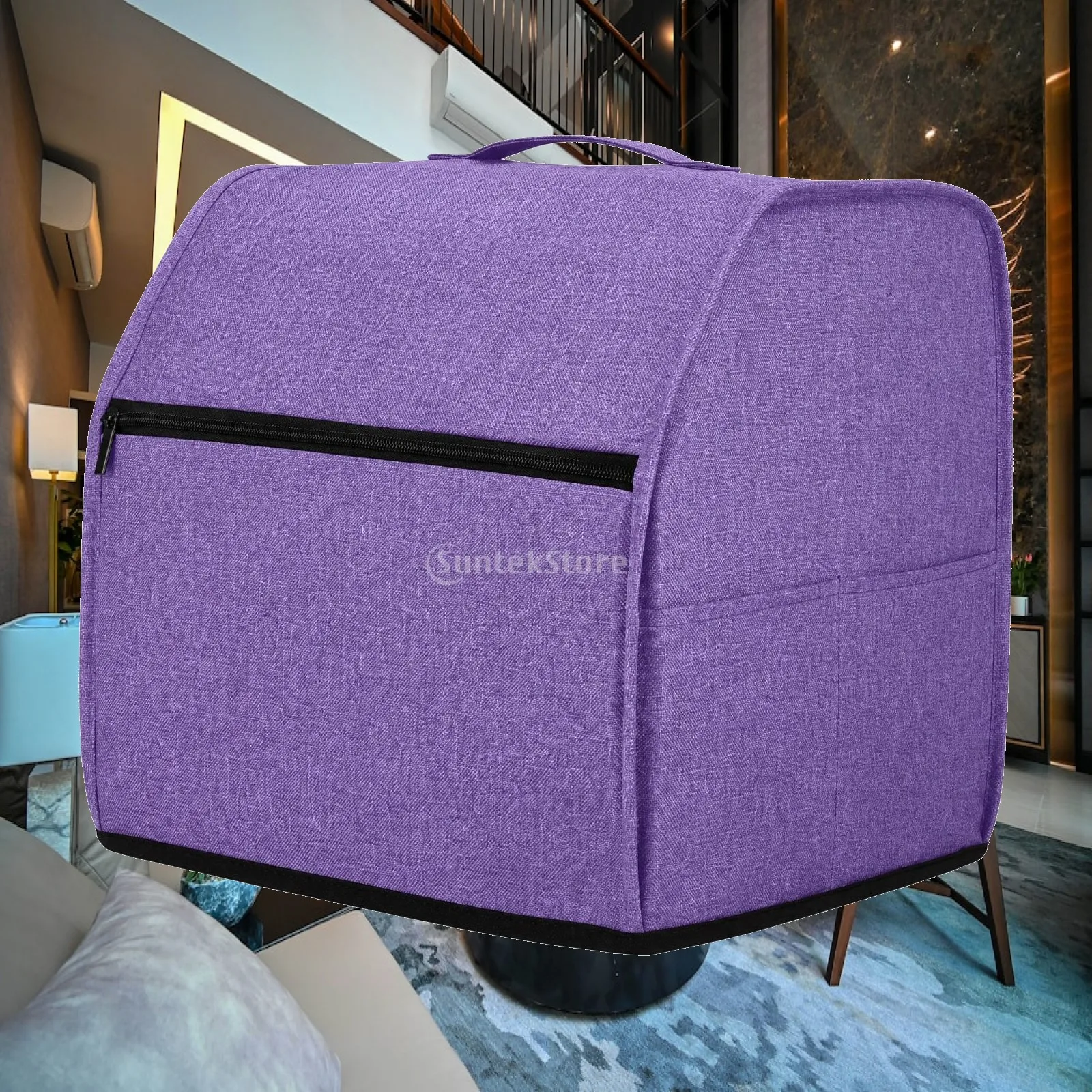 Purple Sewing Machine Cover with Zippered Pocket and Side Storage Fits Most Small Compact Machine Models