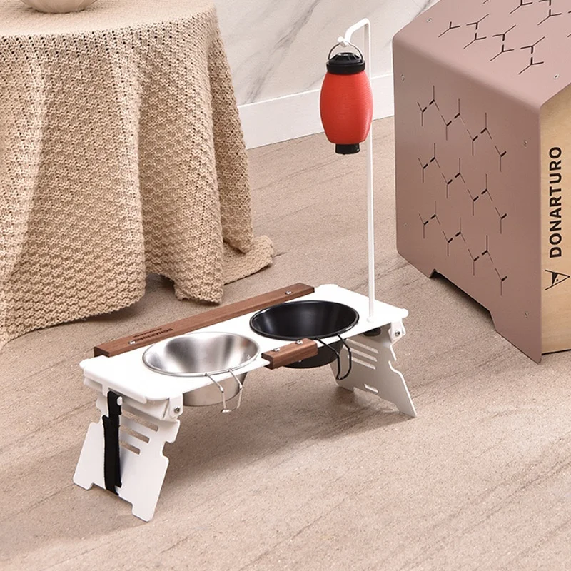 Camping Stand Feeder Set for Pets  Bowls Bowl Pet Feeder Bowl Stand for Dogs and Cats New