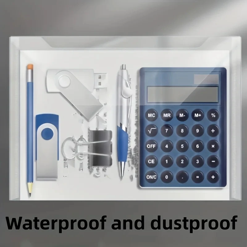 Busta in plastica da 20 pezzi, trasparente, impermeabile, riutilizzabile, con bottoni, formato A4, cartelle per la conservazione delle informazioni degli studenti, novità