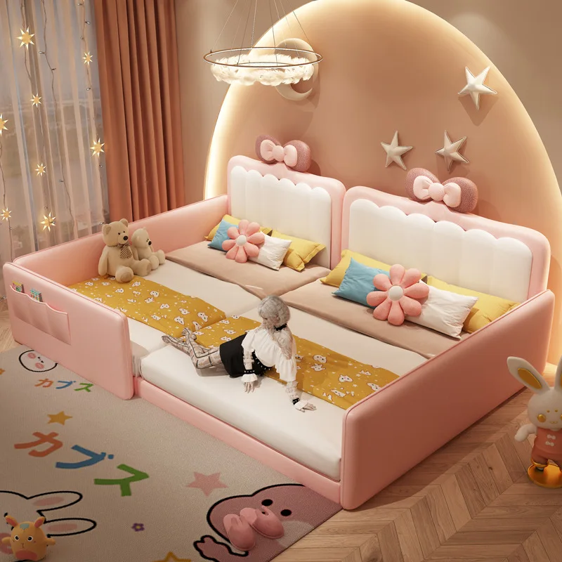 Children's furniture parent-child bed tatami bed a family of four beds master bedroom queen bed spliced princess bed