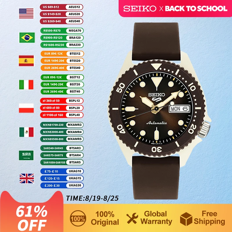 New SEIKO 5 Original Automatic Mechanical Watch For Men 10Bar Waterproof Luminous Japanese Brand Watches 4-color