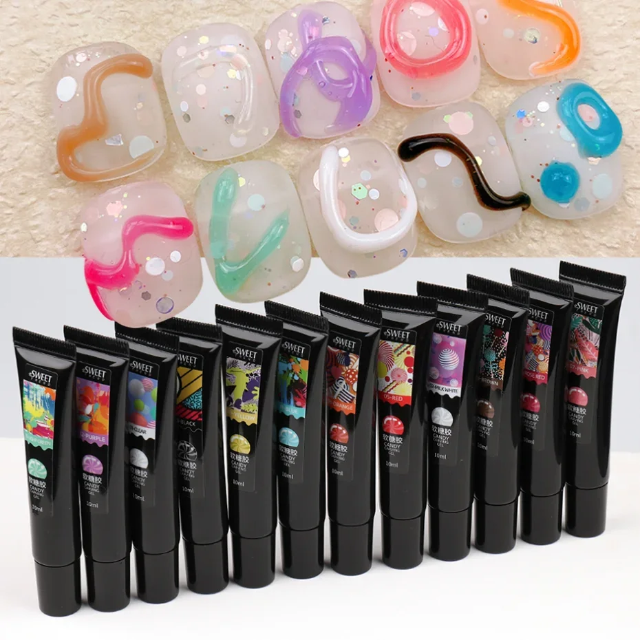 6pcs Jelly Pudding Modeling Nail Gel Polish Colorful Crystal Clear Macaron Emboss DIY Design Gel Solid Texture Manicure Varnish