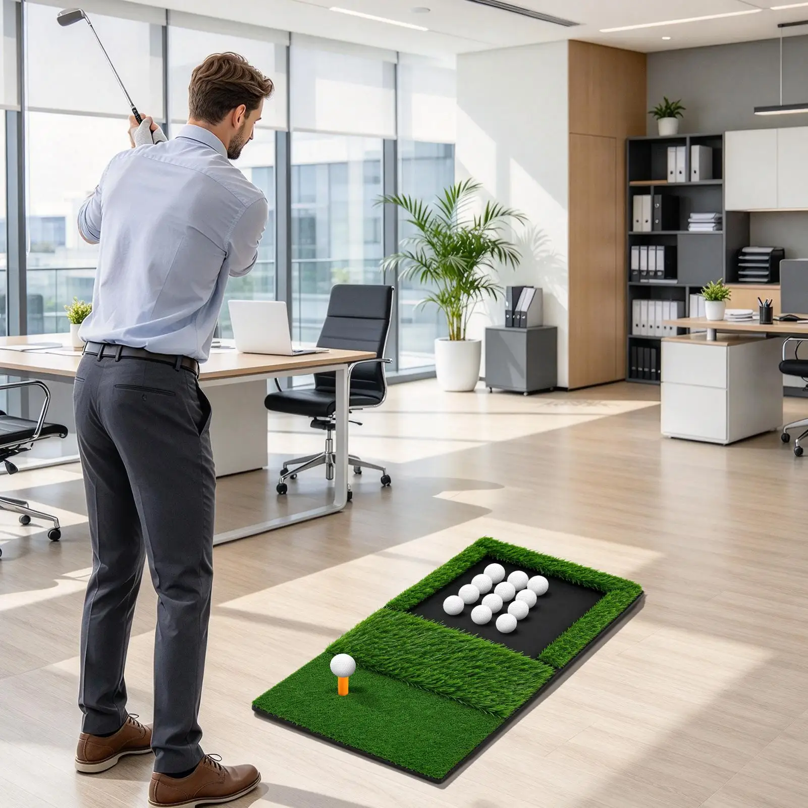 Golf Mats Practice Outdoor Artificial Turf Shockproof Trainer Simulator Swing Chipping Driving Practice Turf For Home Garage