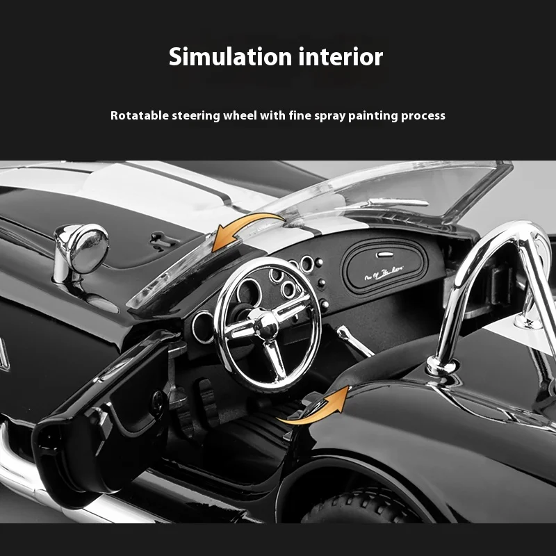 1:24 1965 Shelby Cobra Convertible Roadster Modello Simulazione Suono Luce Tirando Pneumatico Ammortizzante Ragazzi Regalo Di Compleanno