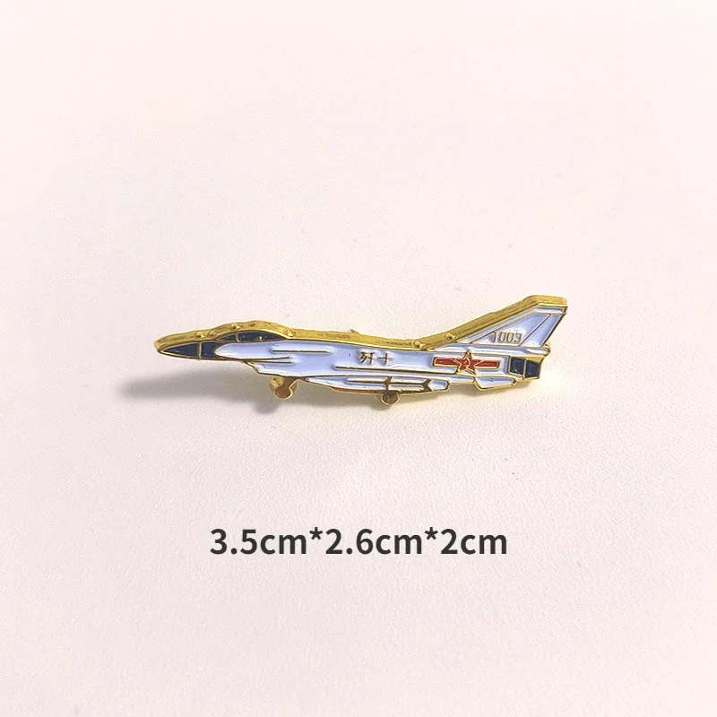 Retro Air Show J-10 Fighter Jet Brooch Metal Baking Paint Craft Aircraft Emblem Lapel Pins Dress Accessories Souvenirs Gifts