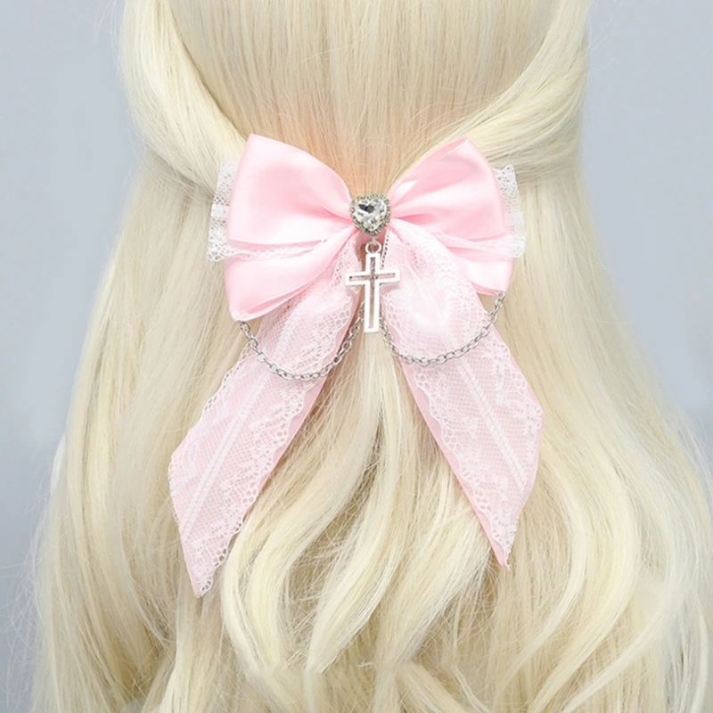 

Crossed Bowknot Hair Pin Punk Barrettes Traceless Lace Hairclip Hair Decoration Drop shipping