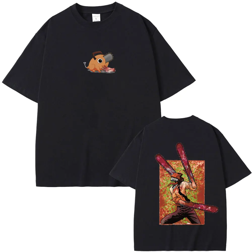 

Anime Chainsaw Man Tshirt Funny Pochita and Denji Graphic T Shirts Men Women Manga Fashion Oversized T-shirt Male Vintage Tees