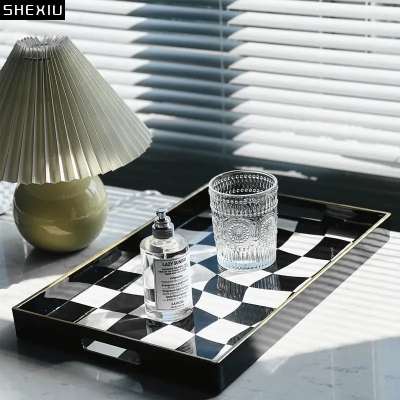 

Twisted Checkered Pattern Storage Trays Decorative Abstract Crafts Serving Tray Dresser Table Jewelry Display Cosmetic Container