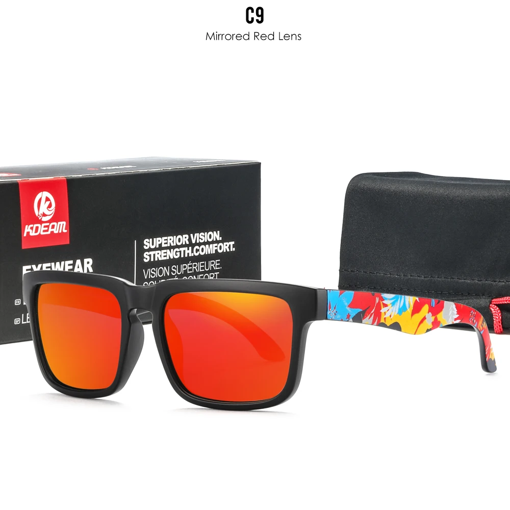 KDEAM Polarisierte Quadratische Sonnenbrille für Herren, Anglerbrille mit 5-Tank-Metallscharnieren – Detail 14