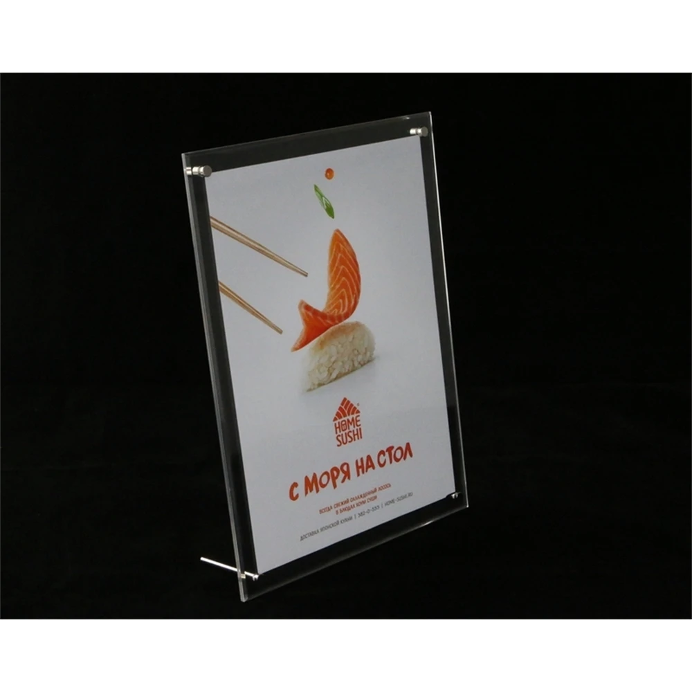 

6inch Desktop Acrylic Photo Frames Plexiglass Poster Advertising Display Transparent Clear Design Table Menu Stand Poster Frame