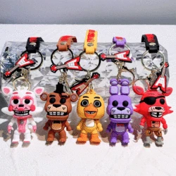 5PCS all'ingrosso Cartoon Game Action Figure FNAF freddy's Fazbear Doll Model Toy Five Nights Freddy portachiavi per regalo