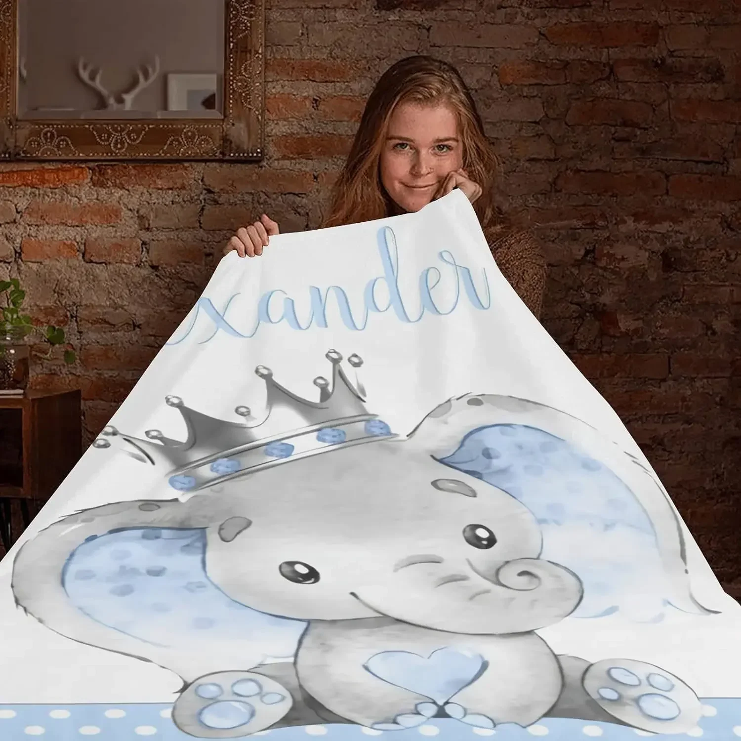 Personalized Name Customized Flange Plush Blanket Girl and Boy Gift Super Newborn Blanket Air Conditioning Blanket