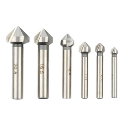 HSS 90-degree three-edge natural color full grinding chamferer woodworking milling cutter spot facer hole opener tool set