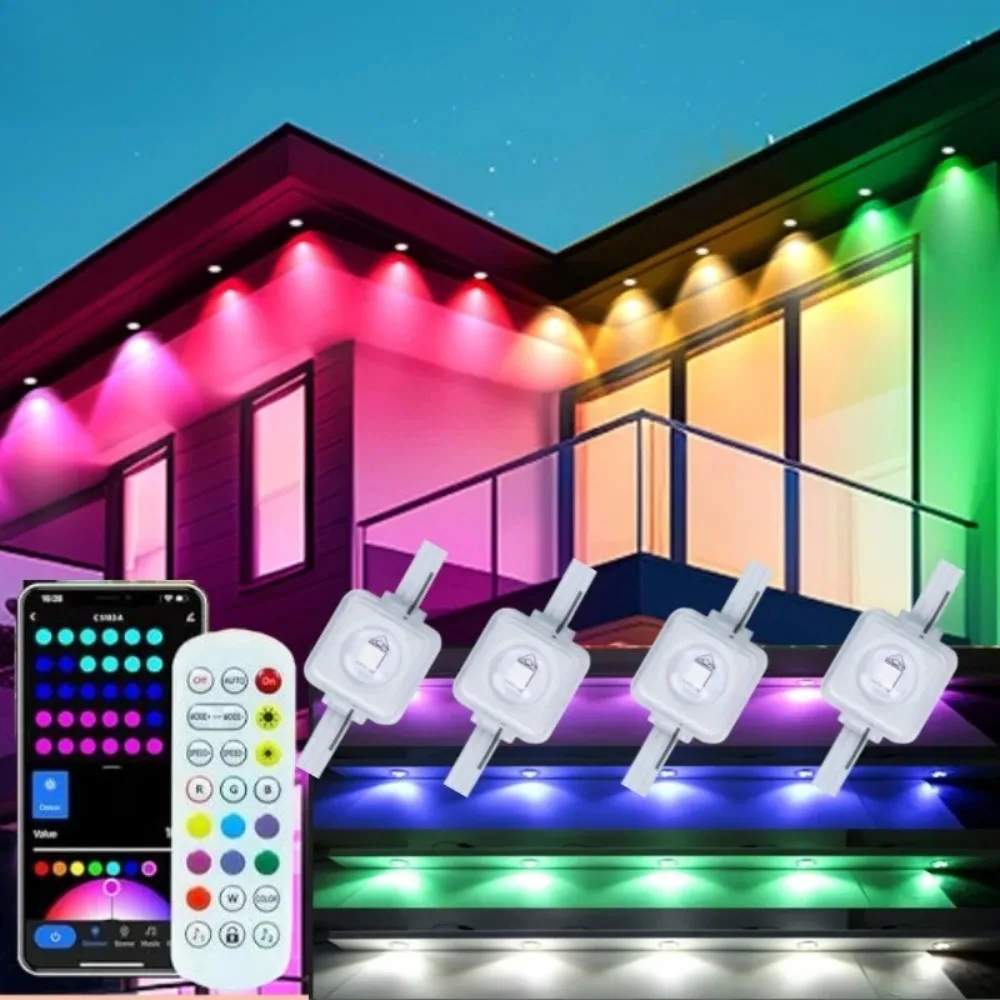 

50ft 100ft Gemstone Permanent Christmas Eave Light 24V RGB RGBW IC LED Pixel IP67 Outdoor for Holiday Lighting