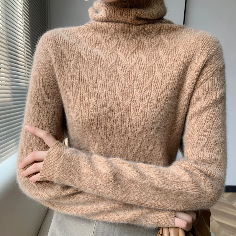 

Winter 2023 Women Standard Pullovers 100% Pure Cashmere Knitting Clothing New Arrival Loose Long Sleeve Sweaters Tops