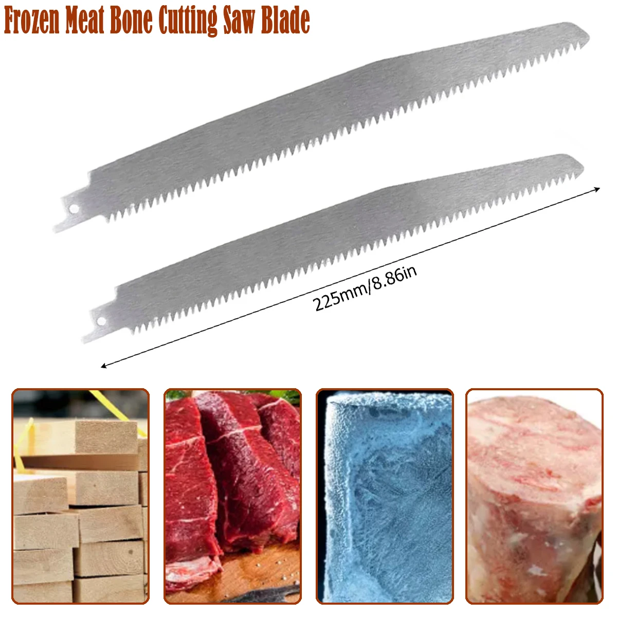 2Pcs 9Inch Reciprocating Saw Blades Stainless Steel Bone Frozen Meat Wood Cutting Saw Blades Power Tool Accessories