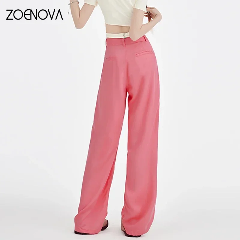 ZOENOVA Fashion Candy Color Loose Jeans 2023 New High Waist 100% Lyocell Tencel Wide Leg Jeans Casual Style High Street Style