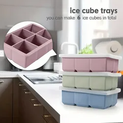 【Hot sales】1pc, Ice Cube Tray With Lid, 6 Cavity Flexible Food Grade Silicone Ice Cube Mold, Ice Trays For Freezer