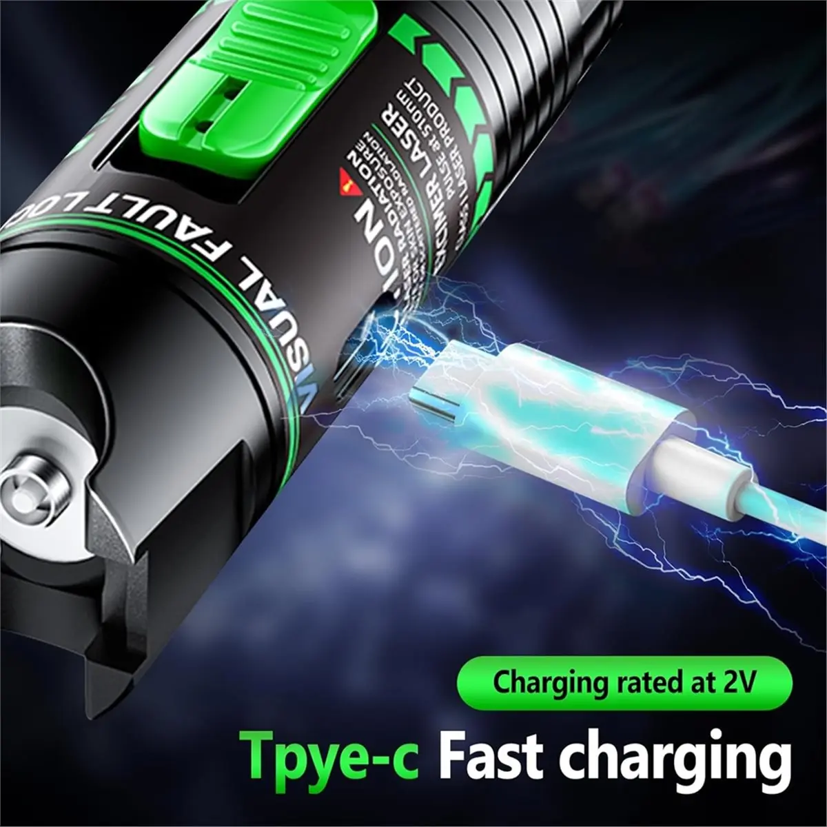 DT38 Visual Fault Locator, 510nm Wavelength, 30KM Green Light Fiber Optic Tester with 2.5mm FC Male to LC Female Adapter