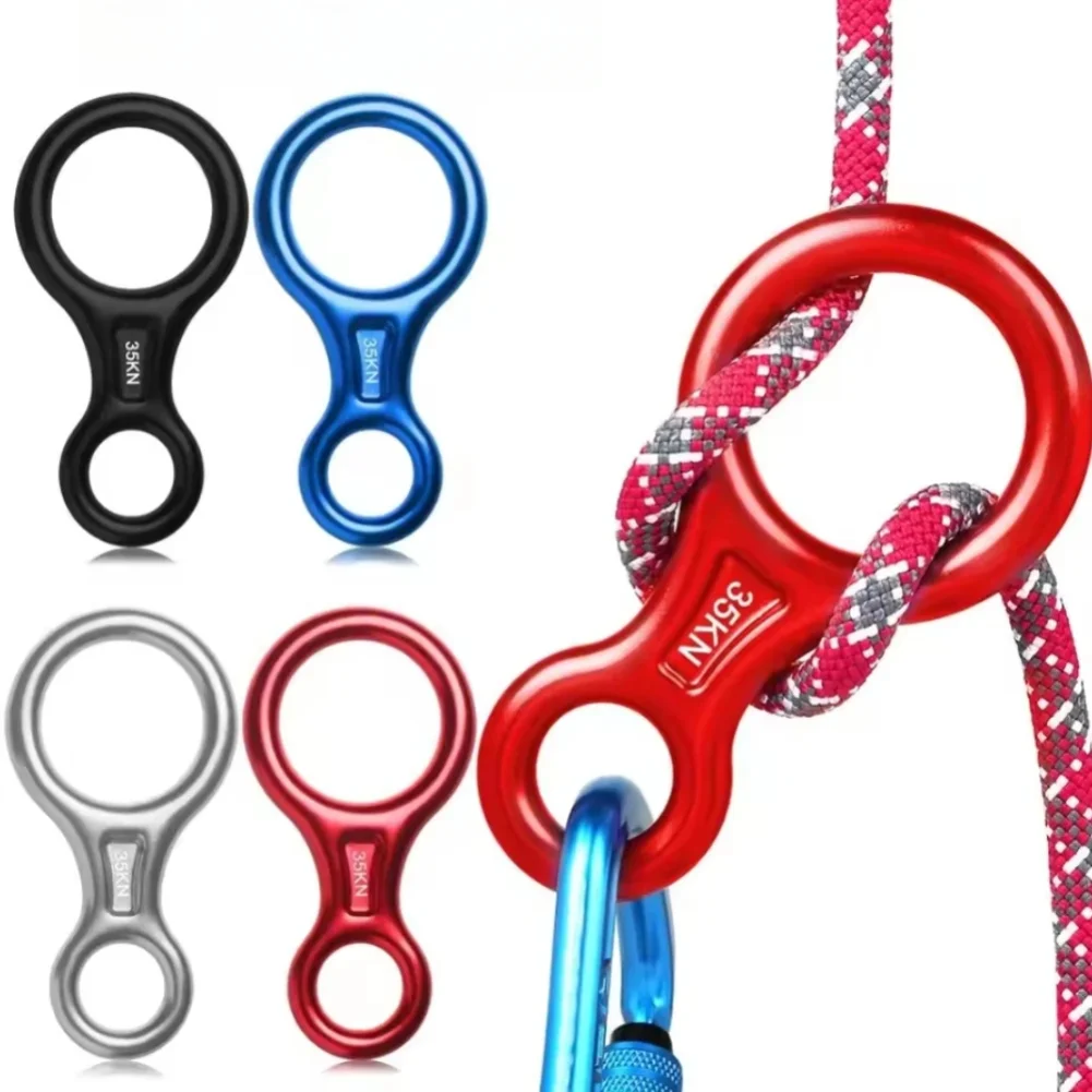 35kN Climbing Figure 8 Descender Large Bent-Ear Rigging Climbing Aerial Rope Rigging Aluminum Alloy Outdoor Climbing Descender