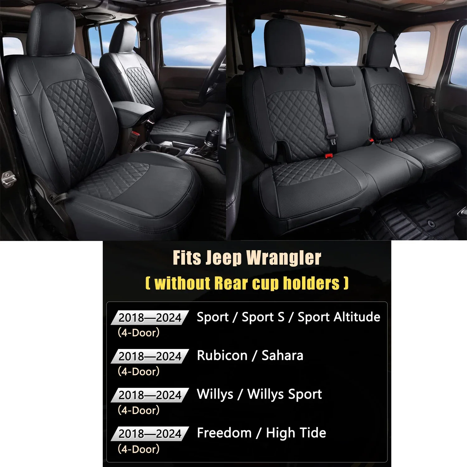 Autositzbezug für Jeep Wrangler Unlimited JL 4-Türer 2018 2019 2020 2021 2022 2023 2024 Wrangler Unlimited Schutzkissen – Detail 1