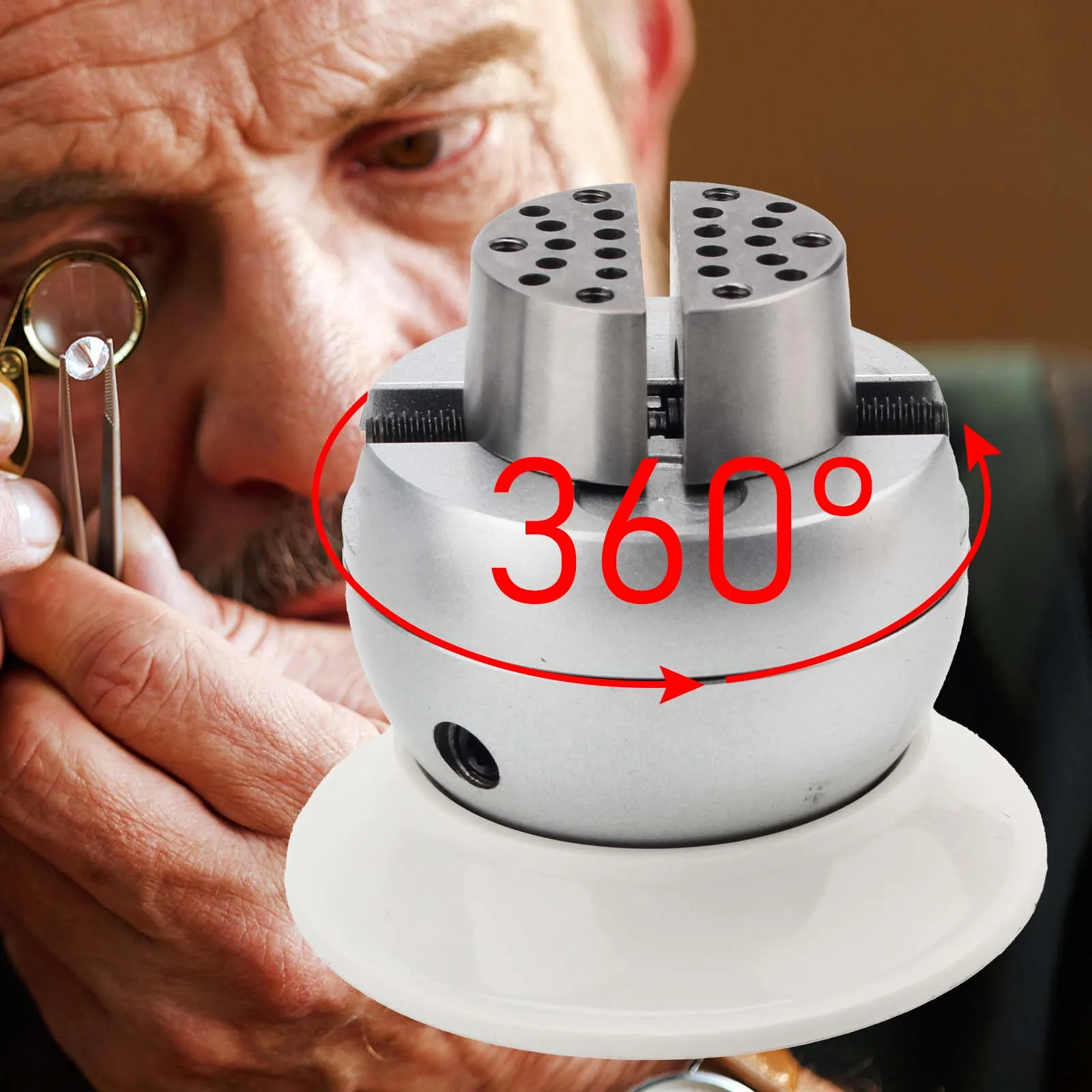 3" Professional Ball Vise Jewelry Engraving Block with 360° Rotation - Vise Tools with Engraving Settings