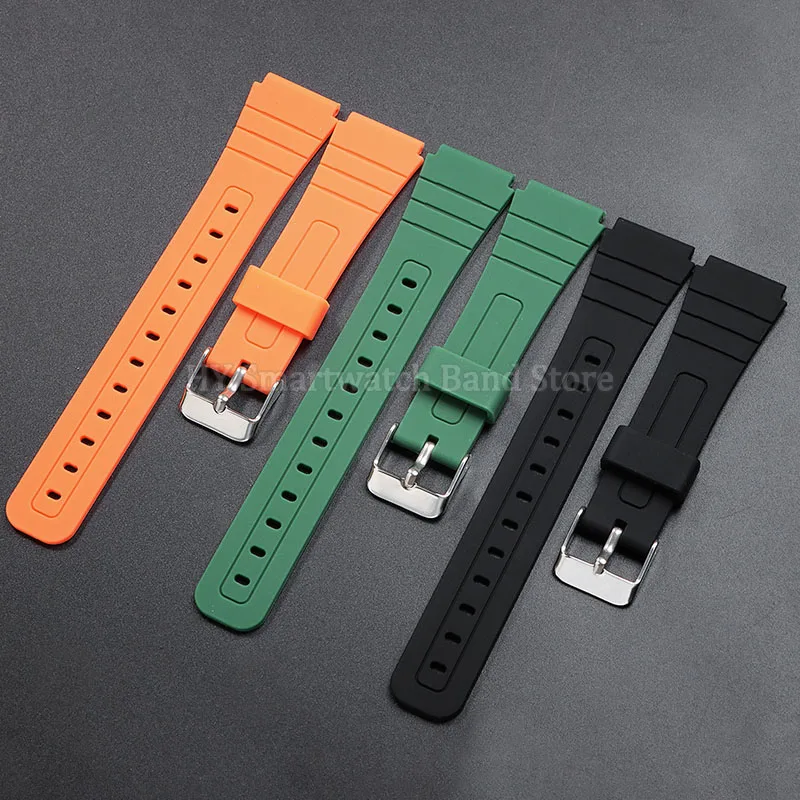Rubber Soft Watch Strap 18mm for Casio F91W F84 A158/168/108/F105 AE1200/1300 W800H SGW400 Men Silicone Wrist Band Accessories