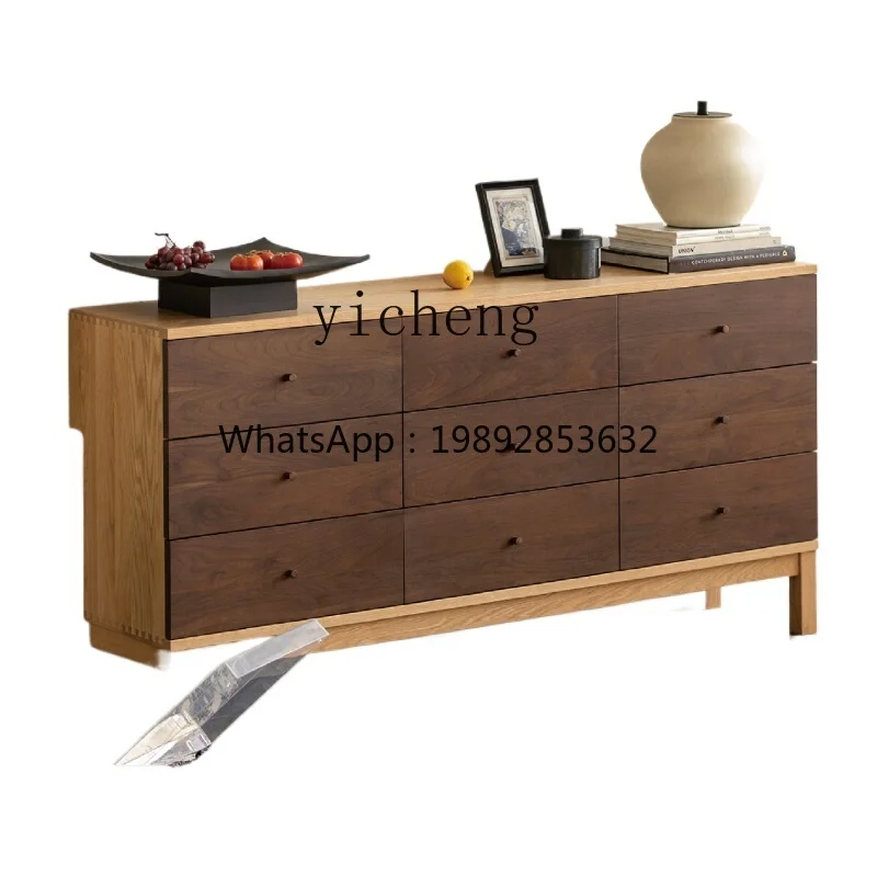 

TT chest, all solid wood red oak walnut living room storage cabinet chest