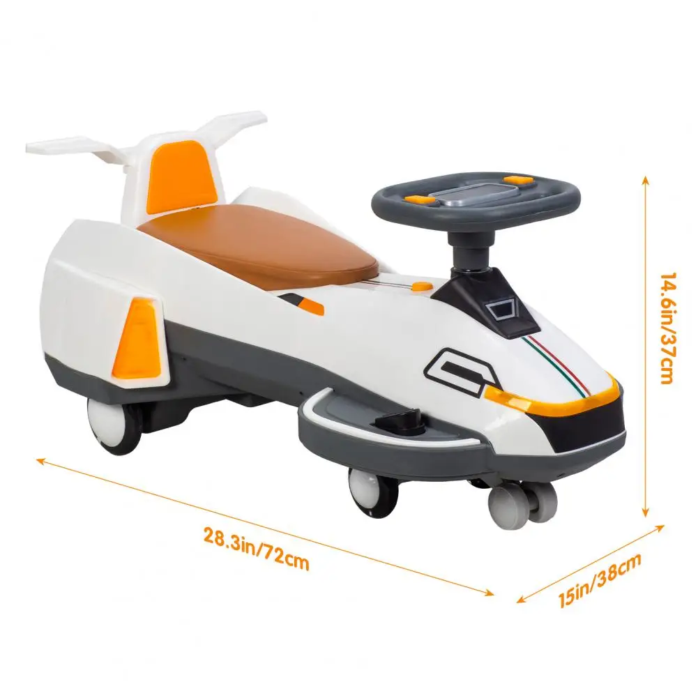 Elektrische draaiauto met lichte muziek en helm, 2-in-1 schommelauto met gesimuleerde motorfunctie, anti-rol elektrische twister met