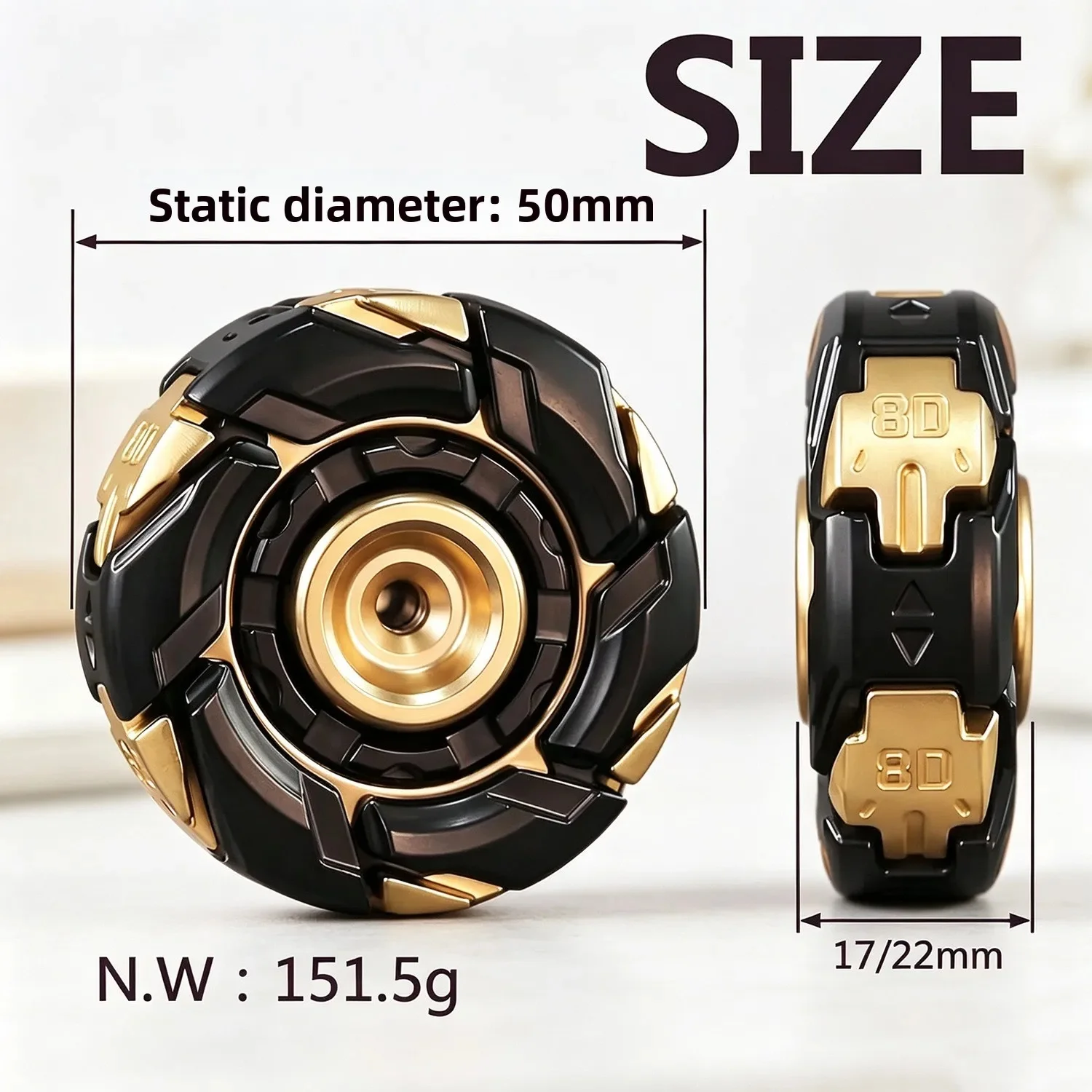Mechanical Deformable Metal Fidget Spinner, Premium Alloy EDC Hand Spinner, Smooth Spin Anti-Stress Fingertip Gyro Toy for Adult