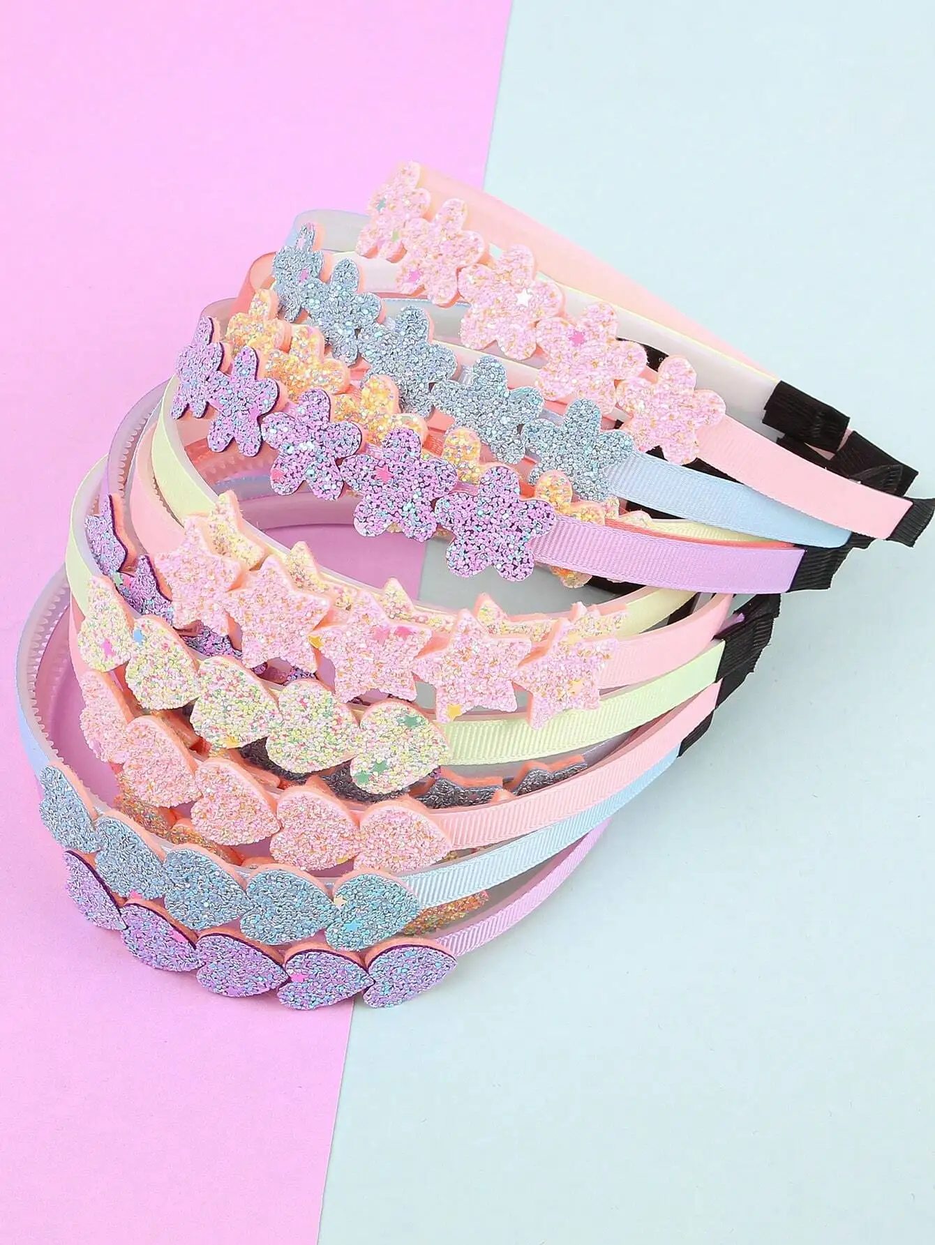 

5pcs/Set Pastel Flower Star Heart Glitter Hair Bands For Women Party Outdoor
