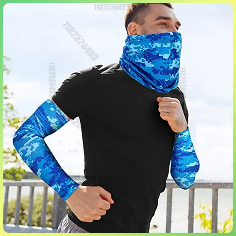 Arm Sleeves Sunscreen Summer Sun UV Protection Ice Silk Bib Combo Outdoor Cycling Fishing Climbing Women Men Mask Cuff Sleeves