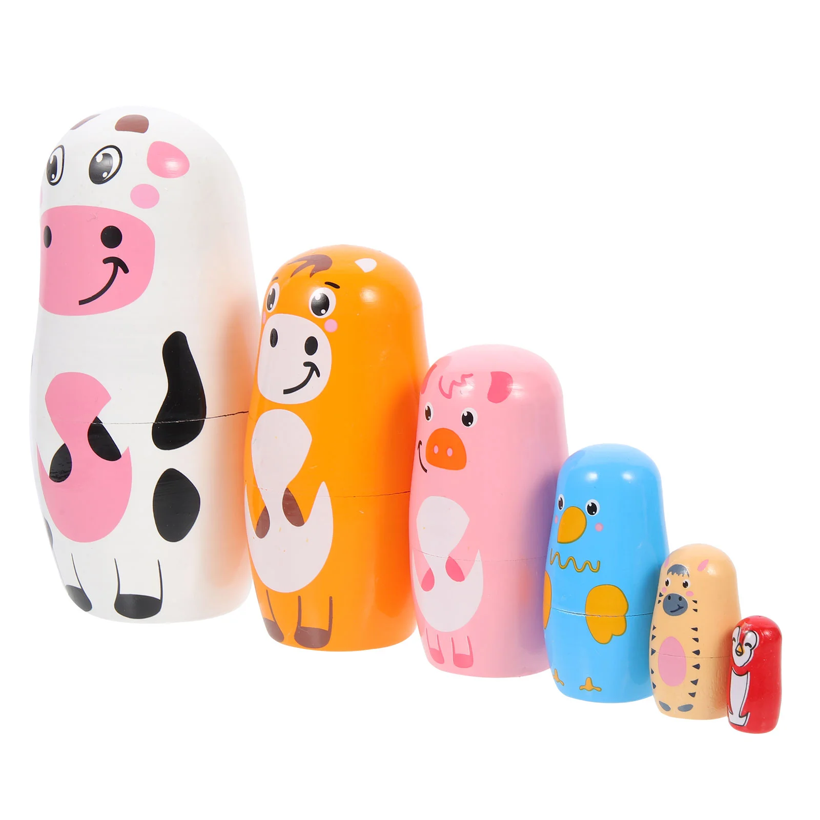 Cow Matryoshka Russian Stacking Toys Home Decor Crafts Wooden Nesting Dolls Birthday Gifts