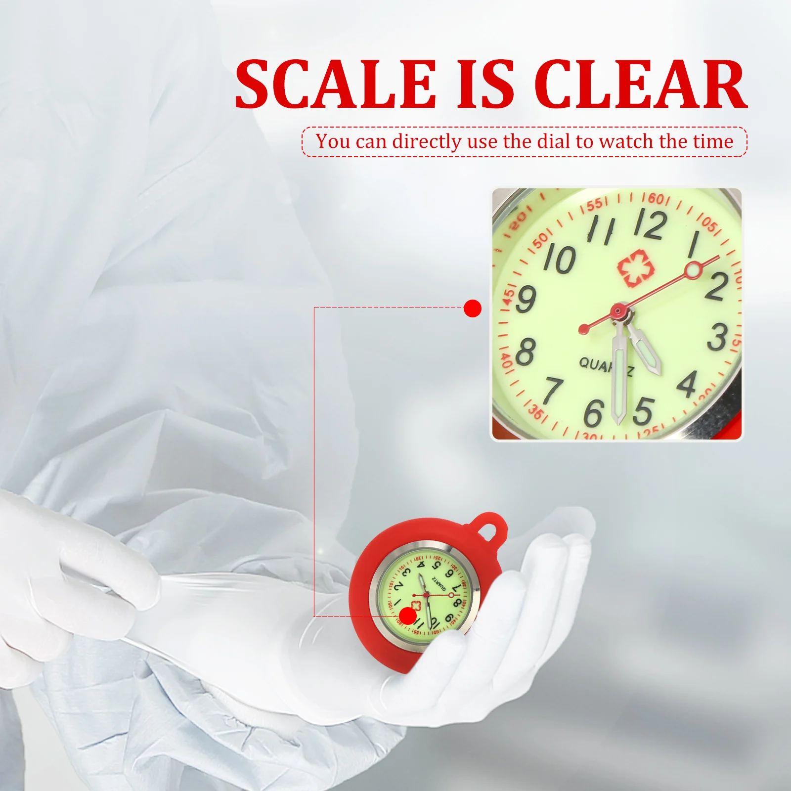

2pcs Night Glow Silicone Watch Vintage Pocket Nurse DIY Parts Quartz Dial H made Material Durable Easy Match Straps