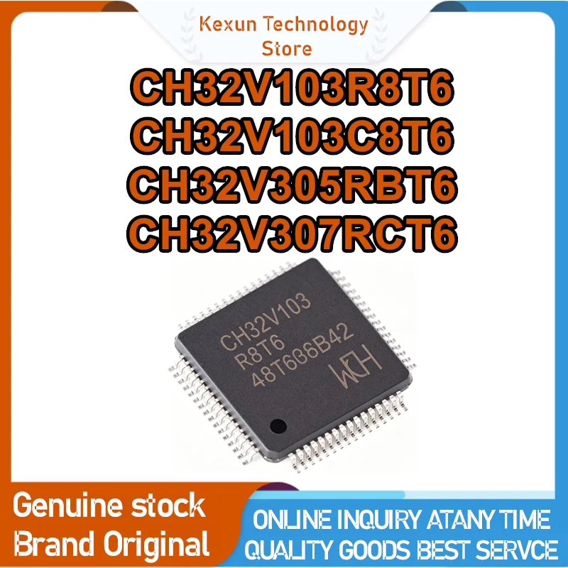 5PCS CH32V103R8T6 CH32V103C8T6 CH32V305RBT6 CH32V307RCT6 CH32V305RB CH32V307 CH32V103 CH32V305 CH IC MCU Chip LQFP-64
