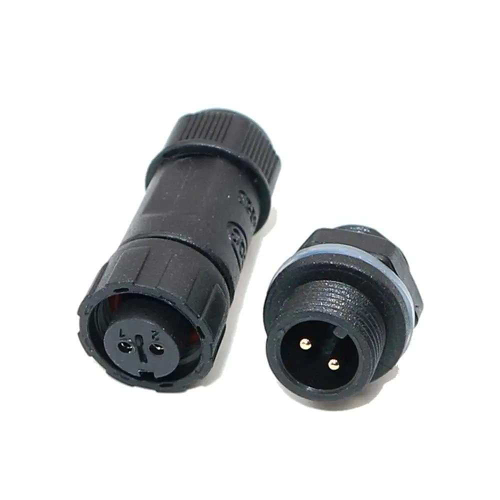 M12 2 Pin Waterproof Connector Panel Back Mounted Solder Type Cable Mechanical Equipment Plug IP68