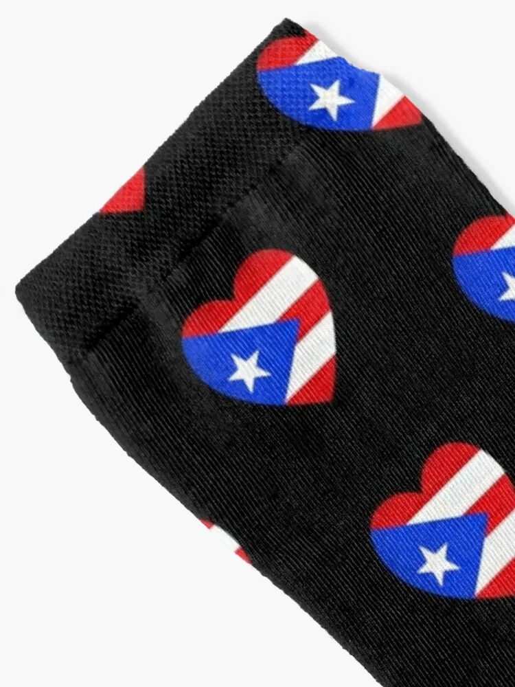 Puerto Rico Heart Socks Men's anti slip football Socks Man Women's