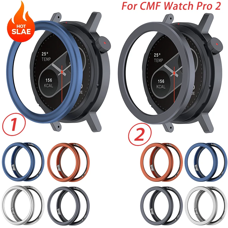 Stainless Steel Metal Bezel Ring Anti-Scratch For CMF Watch Pro2 Replaceable Bezel+Tempered Glass Film Set Two Style Version
