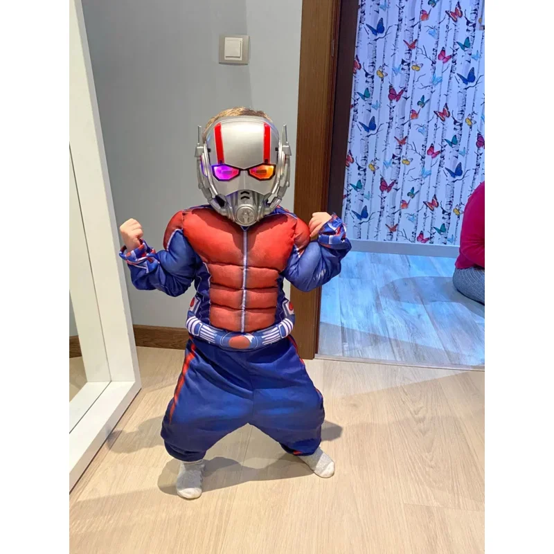 Nieuwe Kids Superheld Antman Cosplay Muscle Kostuums Masker Kleding Set Party Jumpsuit Performance Rekwisieten