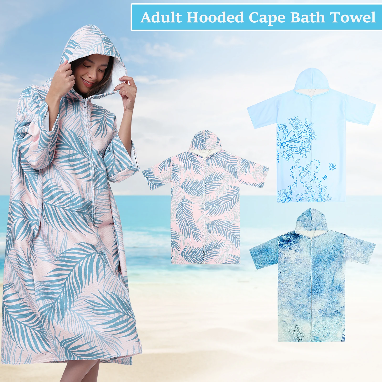 Schnelltrocknender Bademantel mit Kapuze, Superabsorbierender Badeponcho für Männer und Frauen, Schwimmbad und Surf