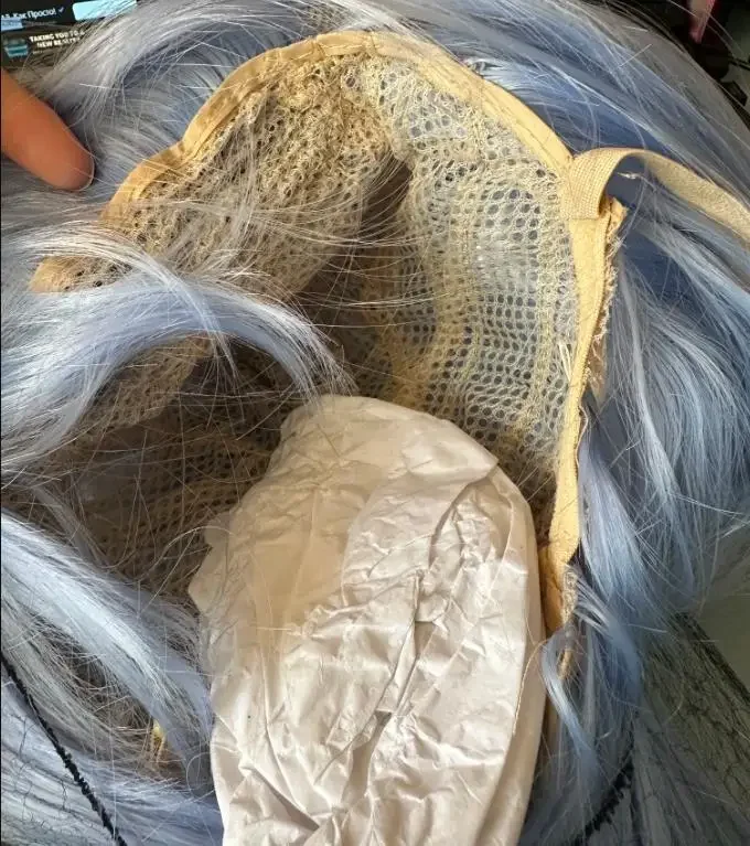 QQXCAIW Long Wavy Cosplay Wig Women Men Party Light Blue 80 Cm Synthetic Hair Wigs